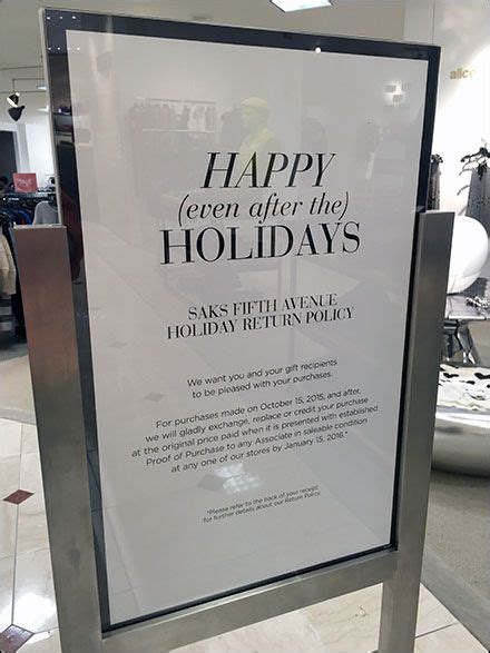HOLIDAY RETURNS MADE EASY. . Saks holiday return policy